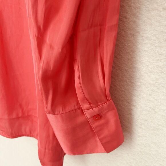 Old Navy Blouse Women XL Tall Pink Daylily Silky ButtonUp Tunic Office Comfy NWT - Picture 10 of 12